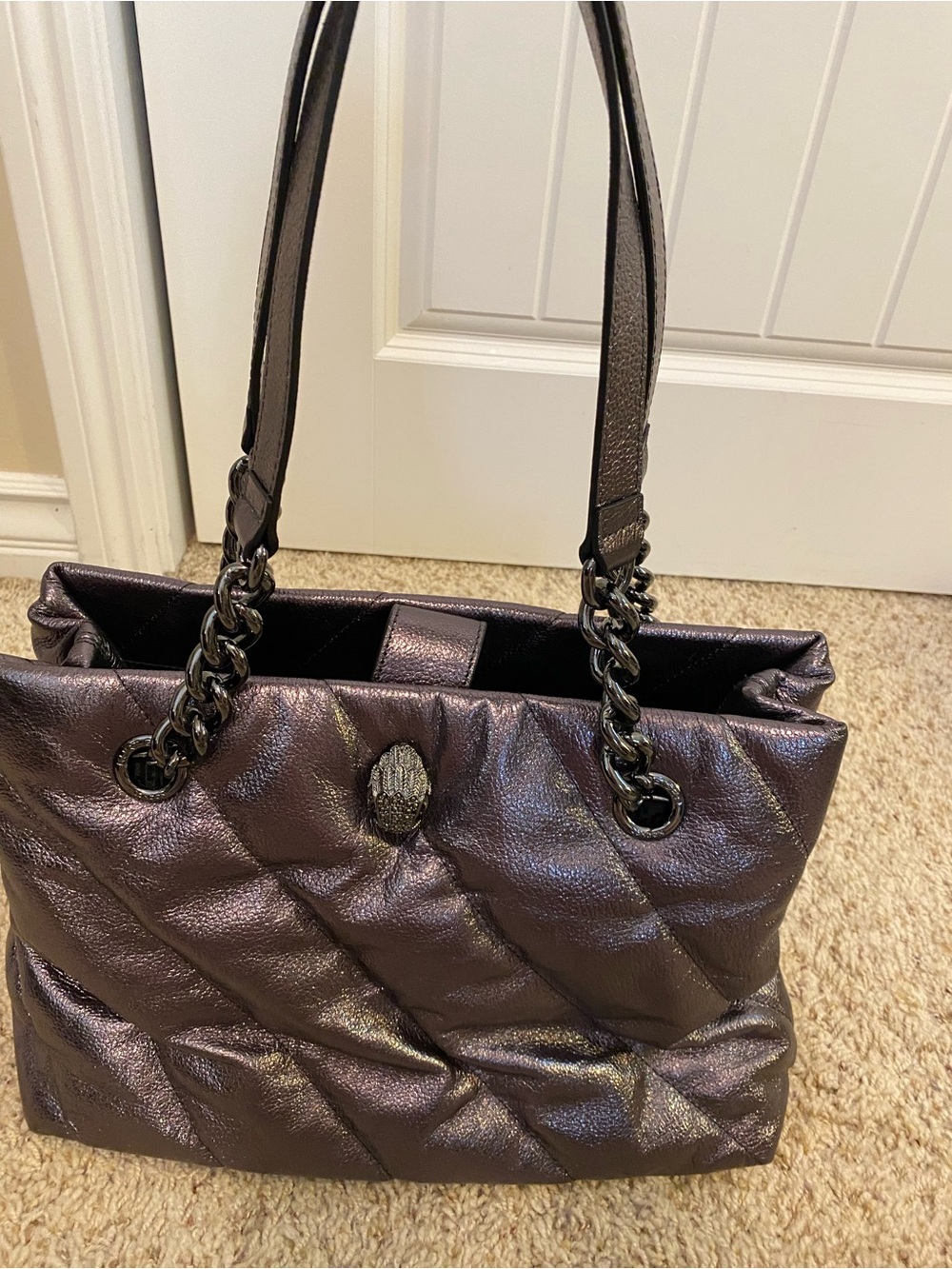 Kurt Geiger Leather Soho dark metallic bag